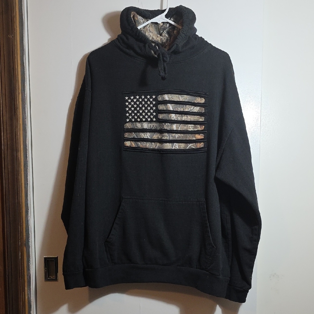 Realtree Black Sweatshirt Tactical Flag Design